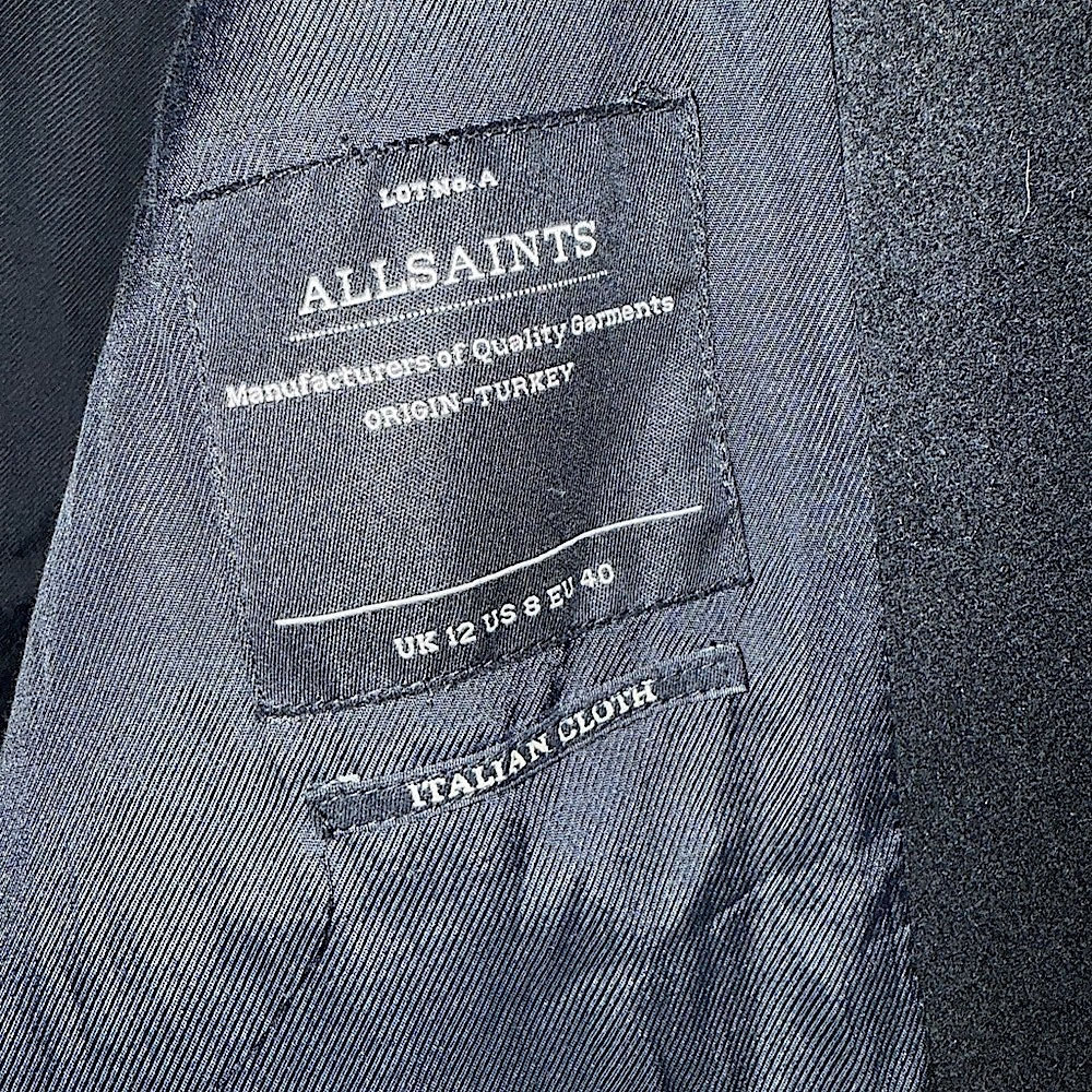 All Saints Black Drape Coat - Picture 4 of 4